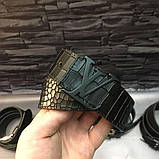 Ремінь шкіряний чоловічий LV, чорний, фото 2