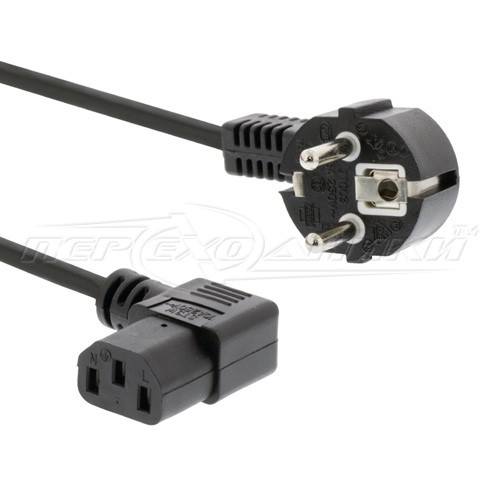 Кабель живлення 220V для комп'ютера кутовий СЕЕ 7/17-С13 (січення 3х0.75 мм2), біметал, 1.5 м