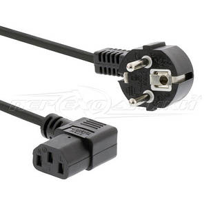 Кабель живлення 220V для комп'ютера кутовий CEE 7/17-С13 (перетин 3х0.75 мм2), біметал, 1.8 м, фото 2
