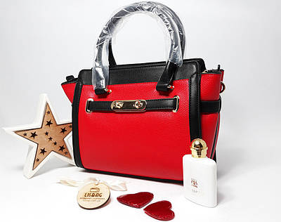 Жіноча стильна, об'ємна сумка-тоут Червоного кольору