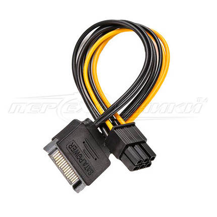 Кабель живлення для відеокарт 6 pin PCI-E to SATA 15 pin, фото 2