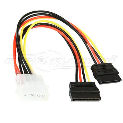 Перехідник кабель Molex to 2x SATA харчування, фото 2