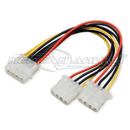 Перехідник кабель Molex 4 pin (M) to 2x Molex (F) харчування, фото 2