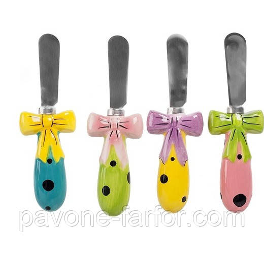 Порцеляновий набір із 4 десертних ножів "Бантик" (Pavone) CMS - 50/ 5, фото 1