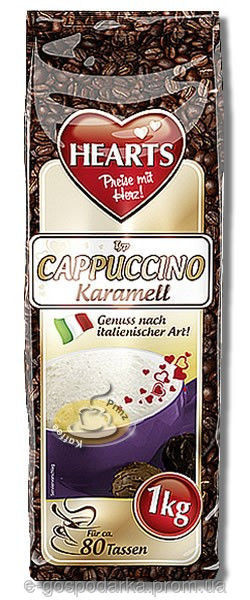 Напій кавовий розчинний кава капучіно зі смаком карамелі Hearts Cappuccino Karamell 1 кг