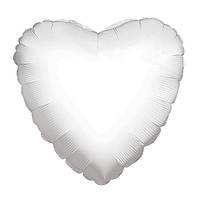 Куля фольгована "Серце біле". Розмір: 45см.