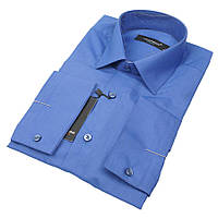 Приталена чоловіча сорочка Negredo 30275 Slim в синьому кольорі