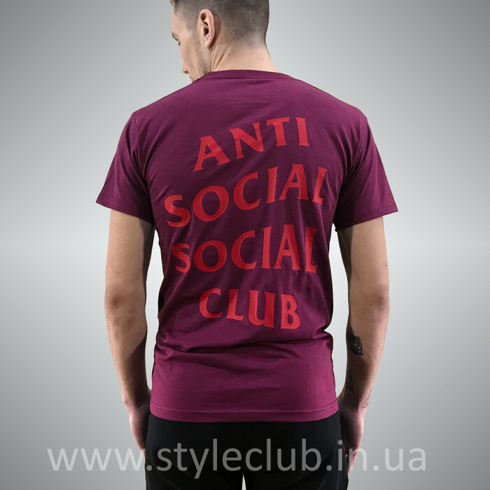 Футболка ASSC бірка Anti Social social club Бордова XS
