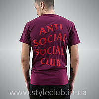 Футболка ASSC бирка Anti Social social club Бордовая