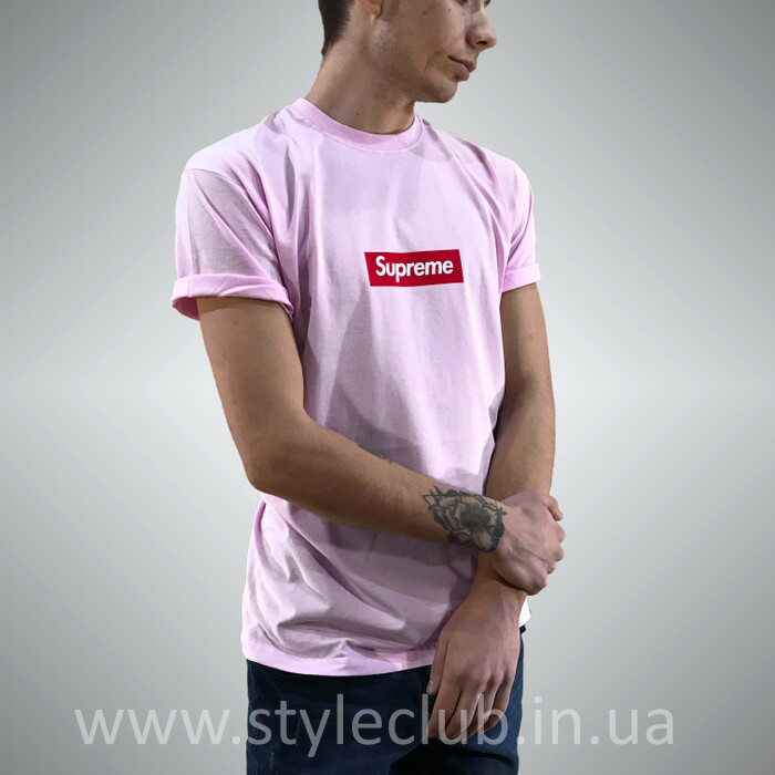 Футболка Supreme Pink | бірка оригінальна | Рожева чоловіча XS