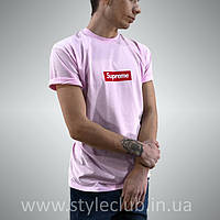 Футболка Supreme Pink | Бирка оригинальная | Розовая мужская XS