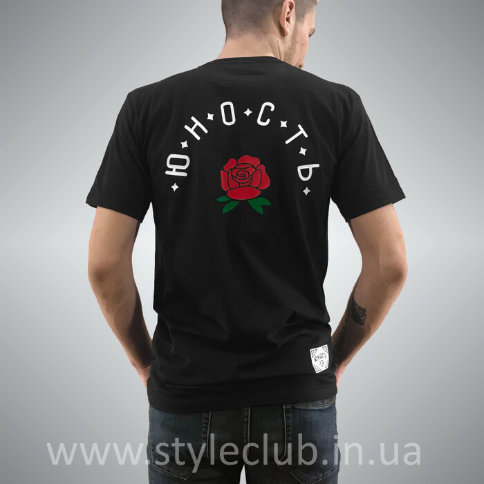 Футболка Юність Троянди | Живі фото | Чорна чоловіча