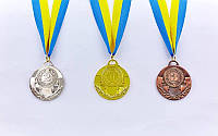 Медаль спортивная с лентой AIM d-5см 1-золото, 2-серебро, 3-бронза (металл, 25g)