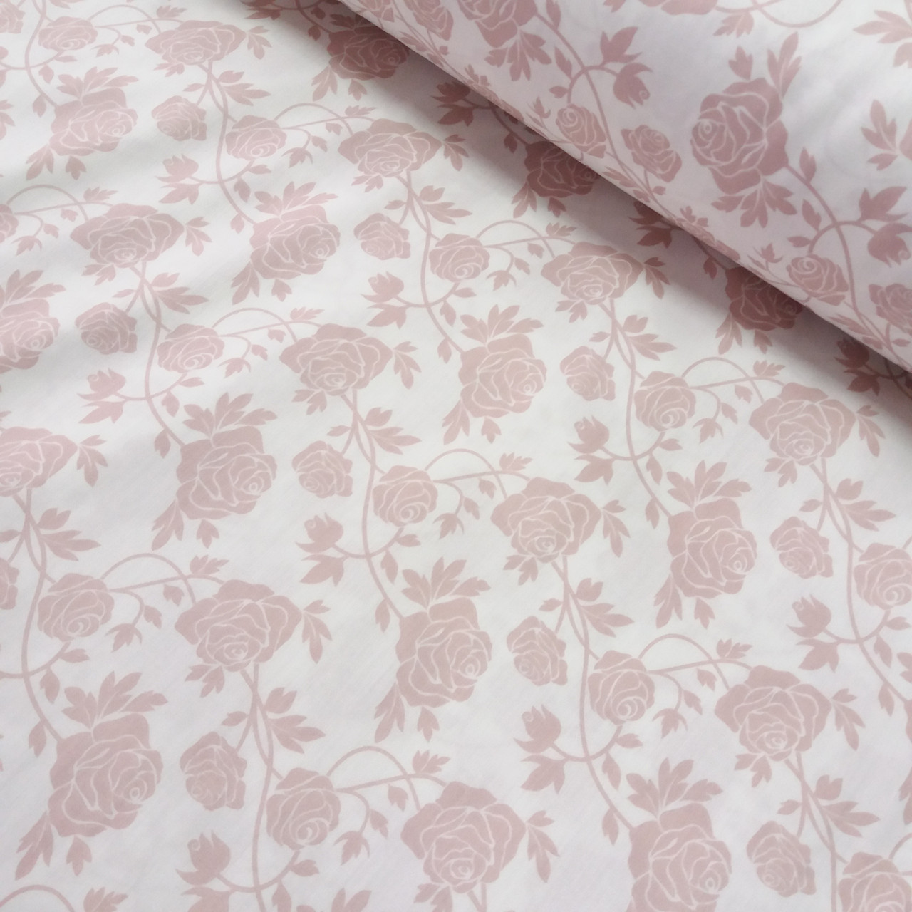 Сатин Люкс разом з пудровими квітами, ширина 240 см, фото 1