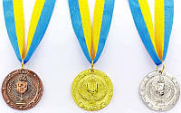 Медаль спортивная с лентой BOWL d-4,5см 1-золото, 2-серебро, 3-бронза (металл, d-4,5см, 20g)