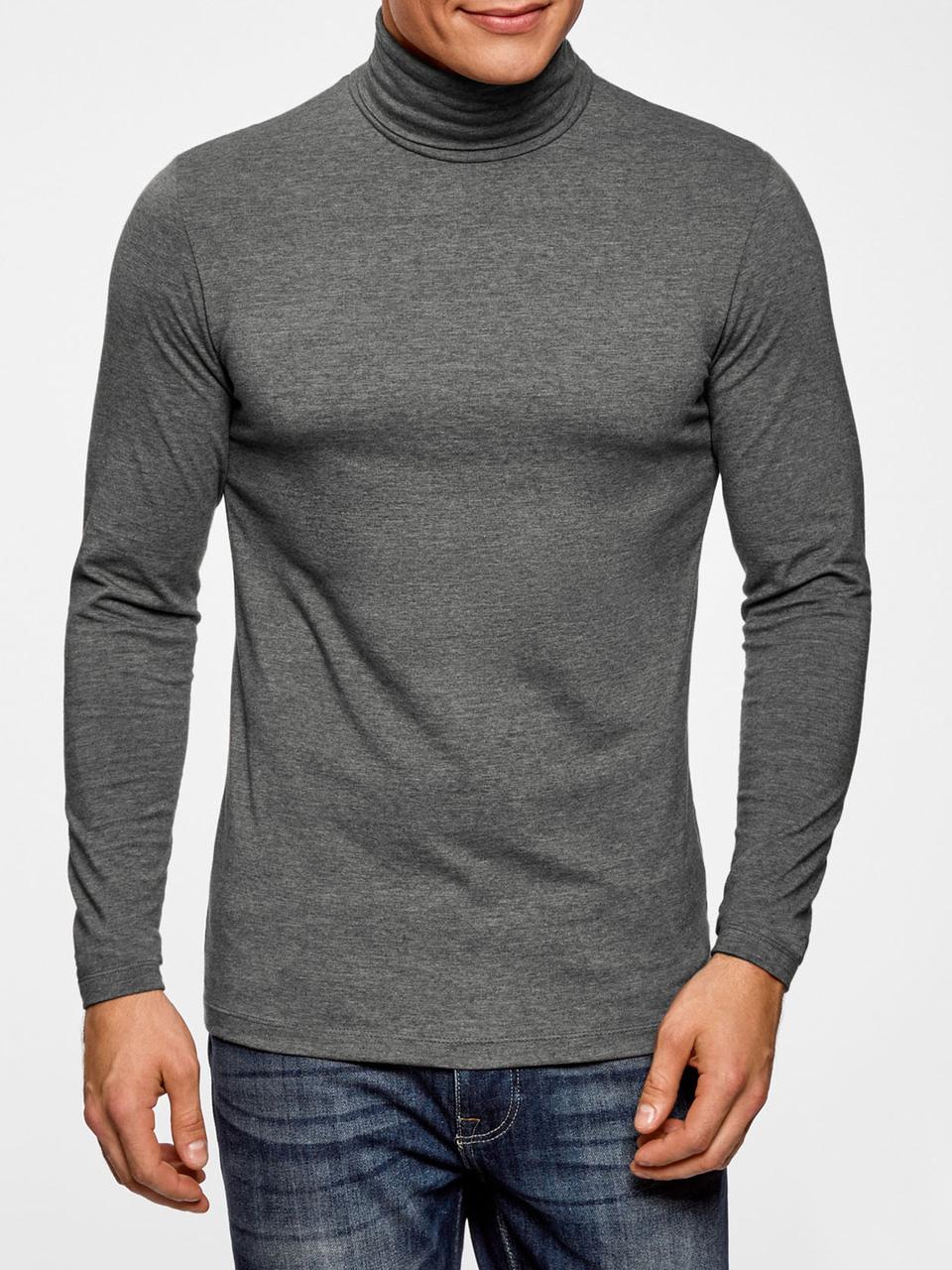 M - 4XL. Чоловічий гольф (водолазка), комір з відворотом - сірий