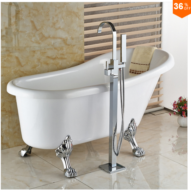 Змішувач для ванни хром квадратний, фото 1