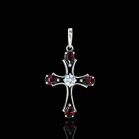 Срібний хрестик із фіанітами