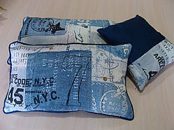 Комплект подушок Сині написи 3 шт. з кантом