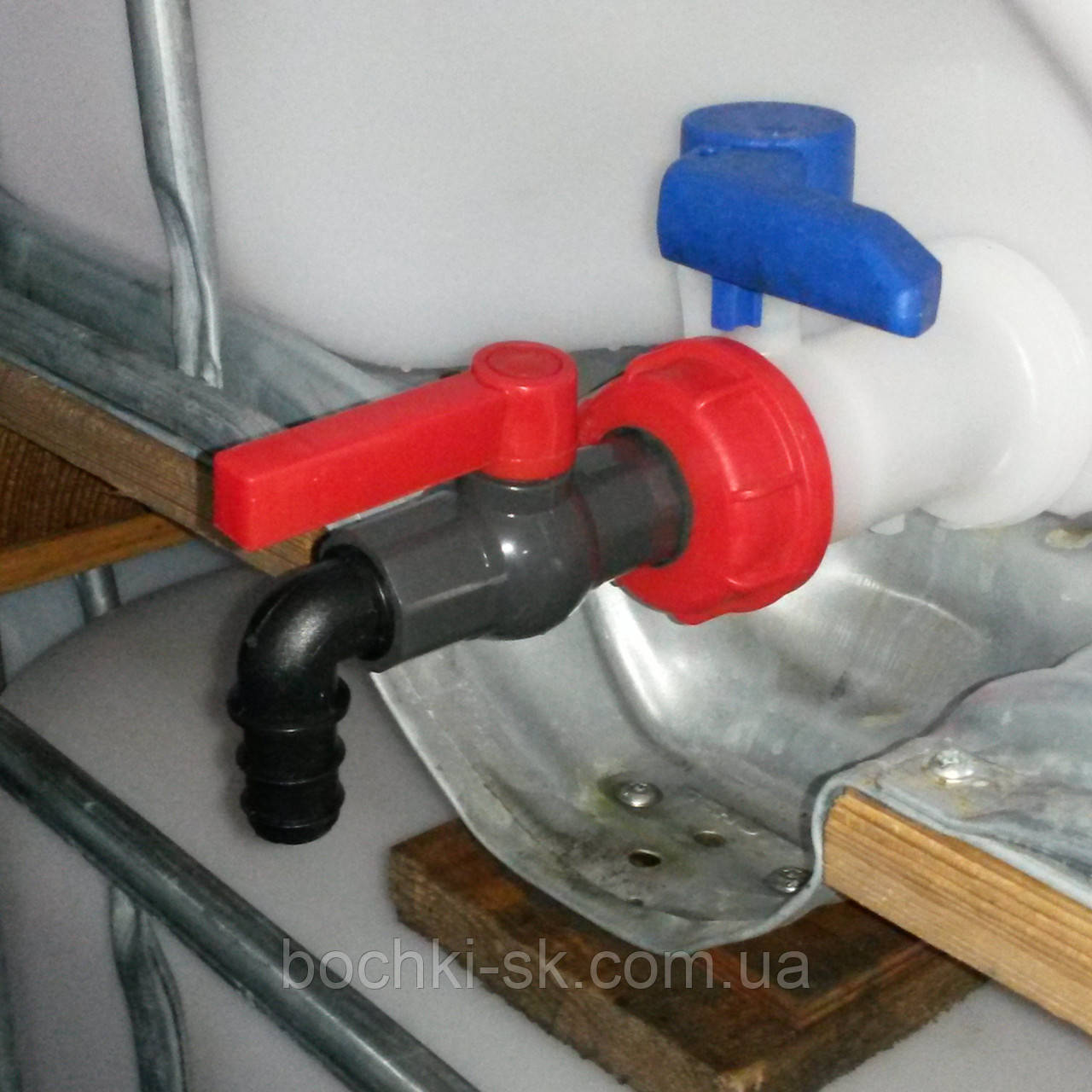 Кран із перехідником DN50 — внутрішня різь 3/4 Дюйм, шланг 25 мм, фото 1