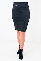 Универсальная приталенная юбка-карандаш с узором косичка черная 44, 46