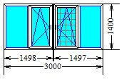 Остекання лоджії. Пряма, завдовжки 3 метри, з виносом на 200-300 мм. Профіль КВІ