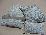 Комплект декоративних подушок Firanka Damask 40х40см 2шт 40х18см 1шт 30х18 см 1шт сірі з бежевим (п_0439), фото 3