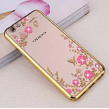 TPU чехол Rose со стразами для OPPO R9s (2 цвета), фото 3