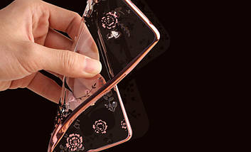 TPU чехол Rose со стразами для OPPO R9s (2 цвета), фото 5