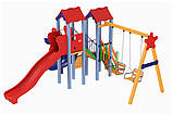 Дитячий ігровий комплекс Авалон з пластикової та спіральної гіркою H-1,5 м + гойдалки, фото 2