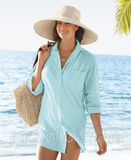Нежная голубая, розовая, белая другие цвета льняная рубашка длинная свободная прозрачная пляжная - фото 1 - id-p533436260