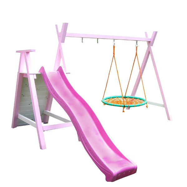 Детская игровая площадка для девочек PINK с горкой и качелями - фото 3 - id-p402492192