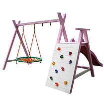 Дитячий майданчик для дівчаток PINK з гіркою та гойдалкою, фото 2
