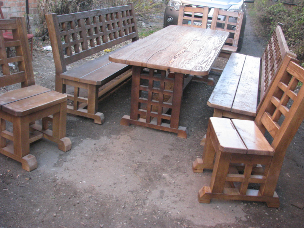 Дерев'яні меблі в класичному стилі 2200*950 для кафе, дачі від виробника - фото 6 - id-p122376651