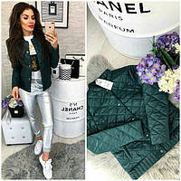 Стьобана Куртка коротка арт. 310 колір пляшка / темно-зелений