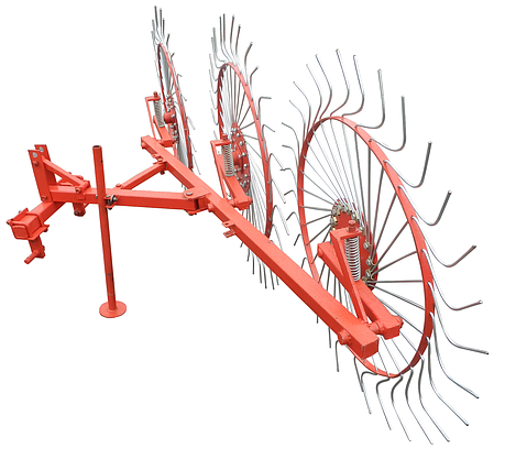 Граблі Сонечко для мінітрактора, мототрактора на 3 колеса (спиця 6 мм), фото 2