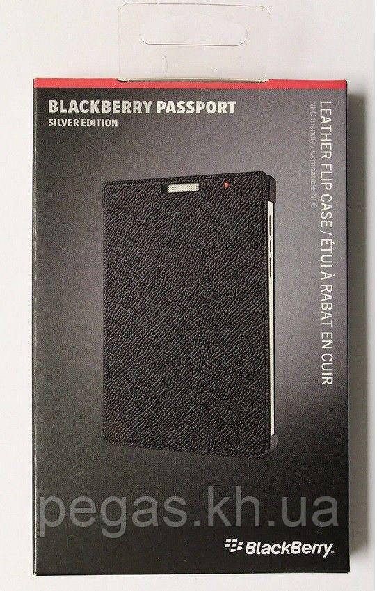 Чохол Blackberry Passport Silver Edition фліп шкіряний чорний