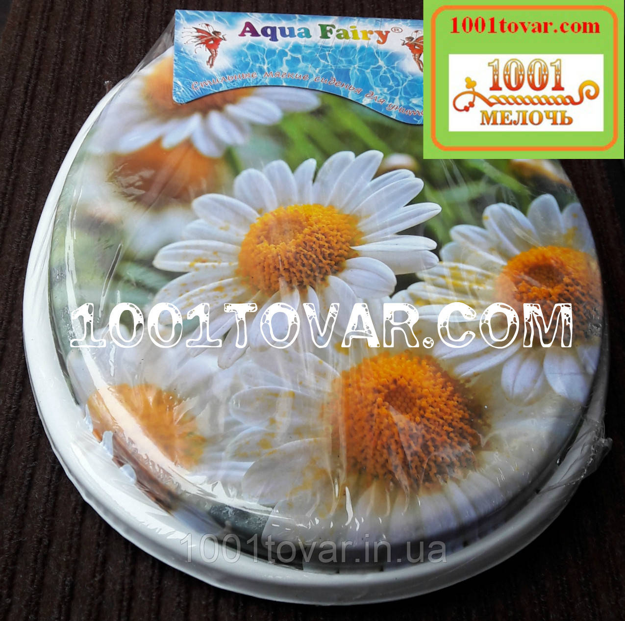 Адаптер-м'яке сидіння з кришкою для унітазу Aqua Fairy "Ромашки", фото 1