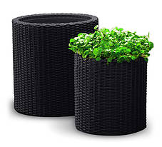 Горщик для квітів Keter 18 л. Cylinder Planter Medium, сірий, фото 4
