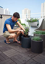 Набір горщиків для квітів Keter Cylinder Planter Set, коричневий, фото 6