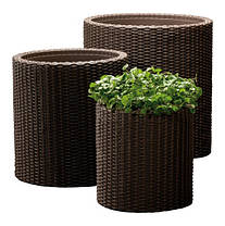 Набір горщиків для квітів Keter Cylinder Planter Set, коричневий, фото 5