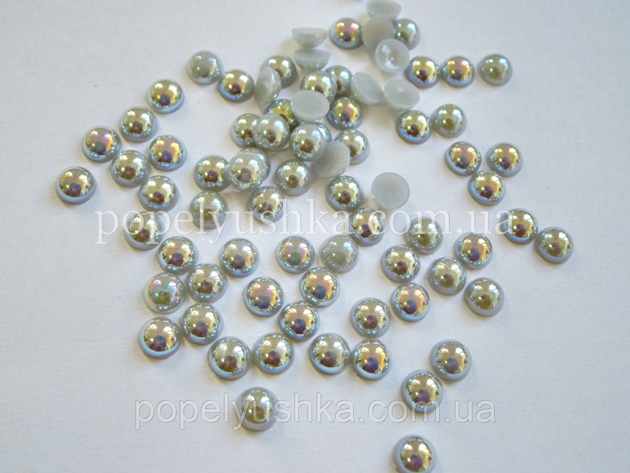 Половинки намистин 8мм сірі хамелеони, фото 1