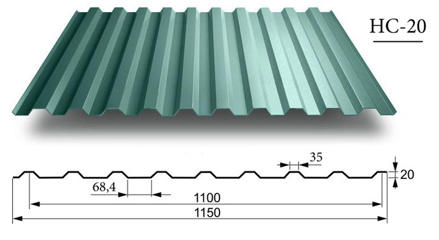 Профнастил кровельно-стеновой НС-20
