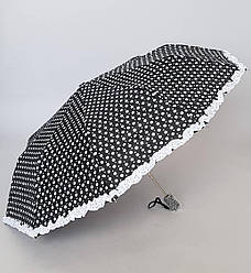 Жіноча парасолька в горошок з рюшами напівавтомат
