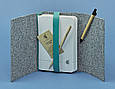 Блокнот (софт-бук) фетровий із змінними зошитами закривається шкіряним хлястиком, фото 3