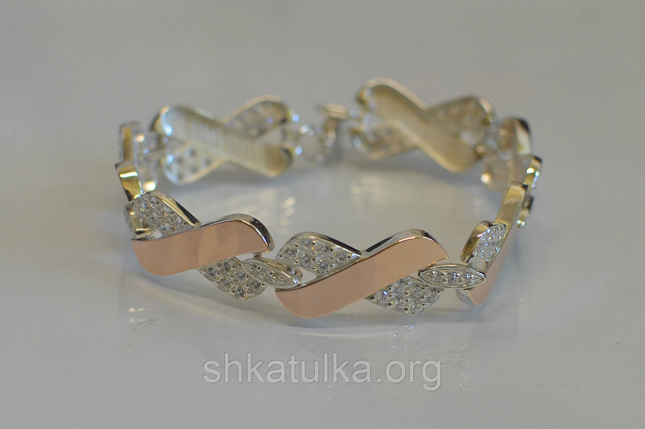 Срібний браслет із золотом 14н