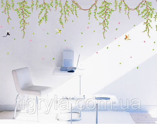 Інтер'єрна наклейка на стіну Ліани з квітами, фото 2