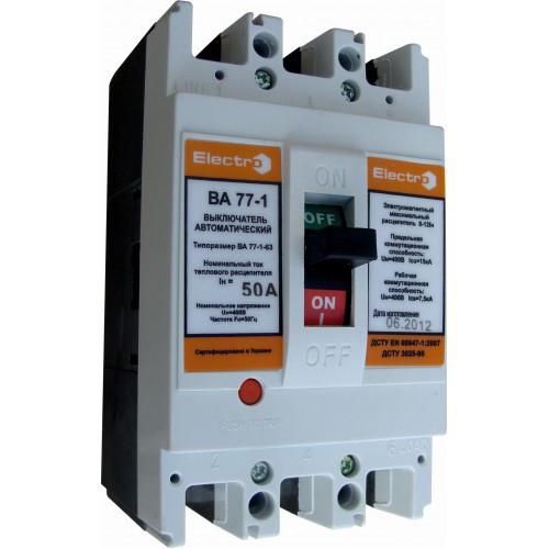 Автоматический выключатель ВА77-1-63, 3Р, 20А, 10In (8-12In), Icu 25кА, Ics 18кА, 400В, Electro - фото 3 - id-p123573003
