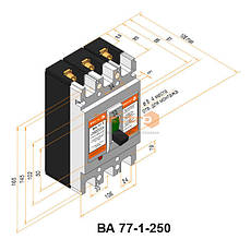 Автоматичний вимикач ВА 77-1-250, 160A, 8-12In, 3P, Icu 35кА, 380В, Electro, фото 3