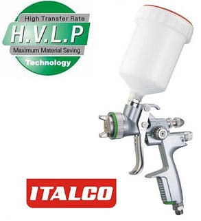 Пневматичний фарборозпилювач HVLP верх.пласт.бачок 600мл, форсунка-1,4 мм Italco H-1001A-1.4, фото 2